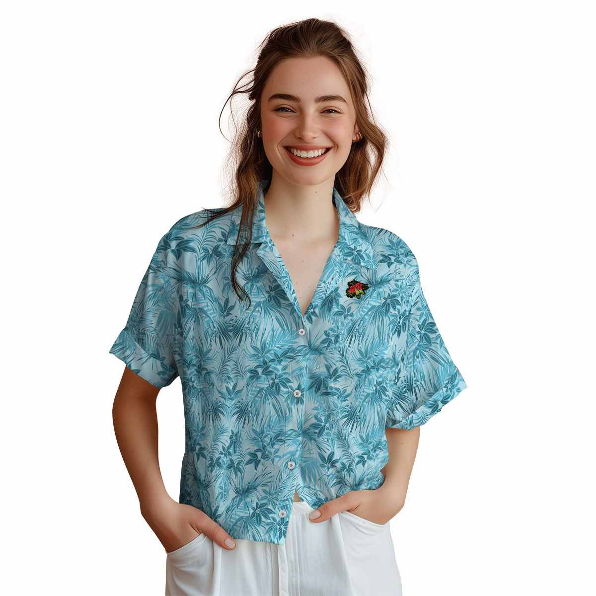 Hibiscus Foliage Print Hawaiian Shirt Top rated Hibiscus Foliage Print Hawaiian Shirt Top rated