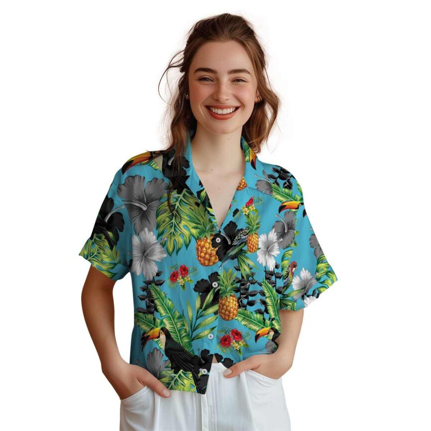 Hibiscus Leafy Toucan Hawaiian Shirt Top rated