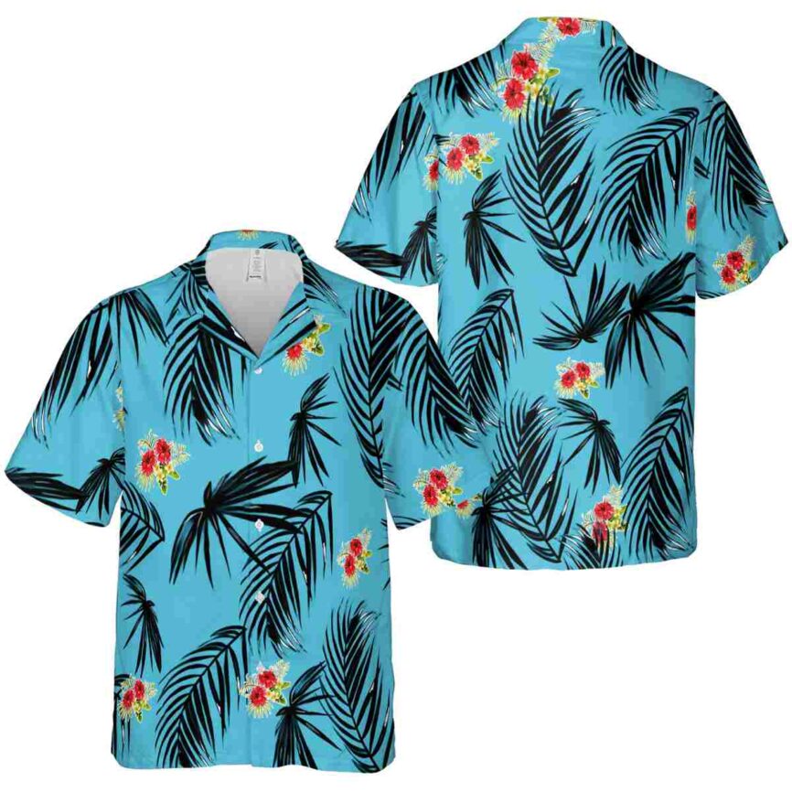 Hibiscus Monochrome Palm Hawaiian Shirt Premium grade