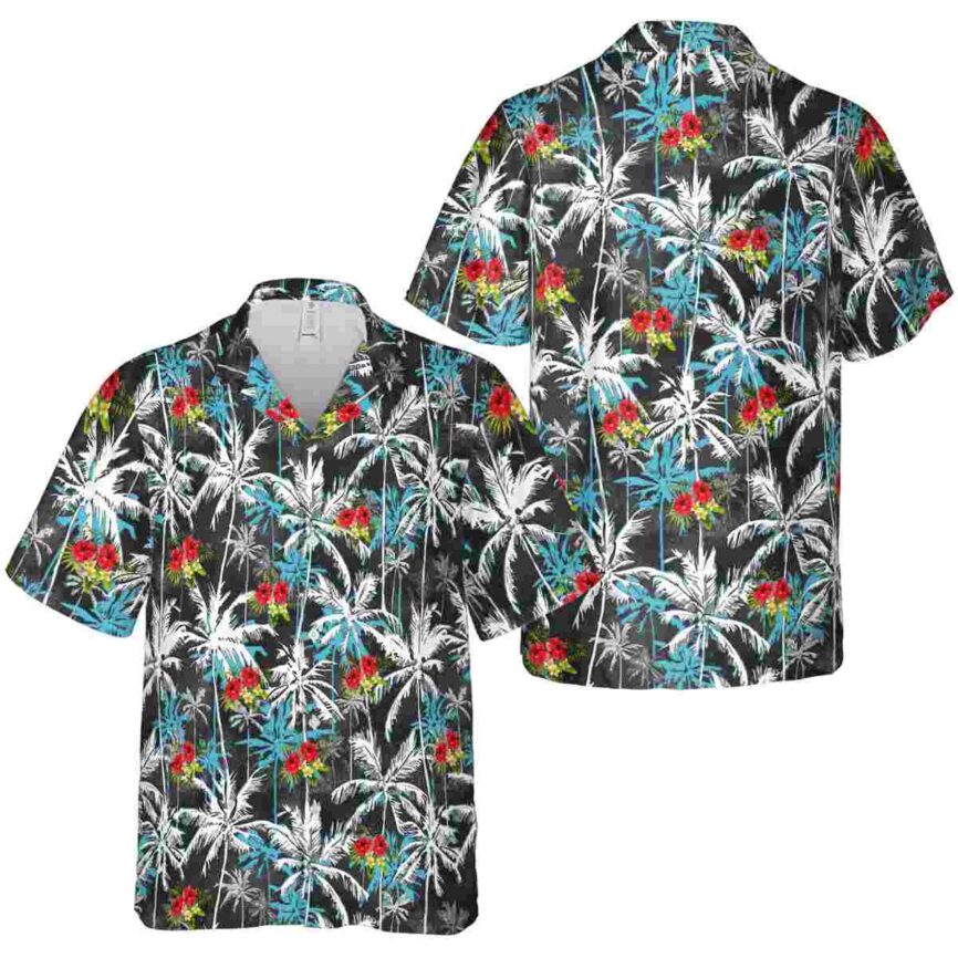 Hibiscus Palm Themed Hawaiian Shirt Premium grade