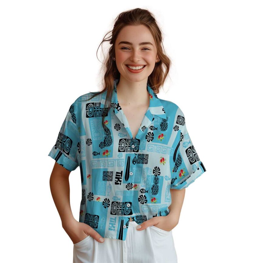 Hibiscus Tiki Motifs Hawaiian Shirt Top rated