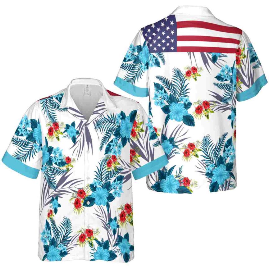 Hibiscus US Flag Floral Hawaiian Shirt Premium grade