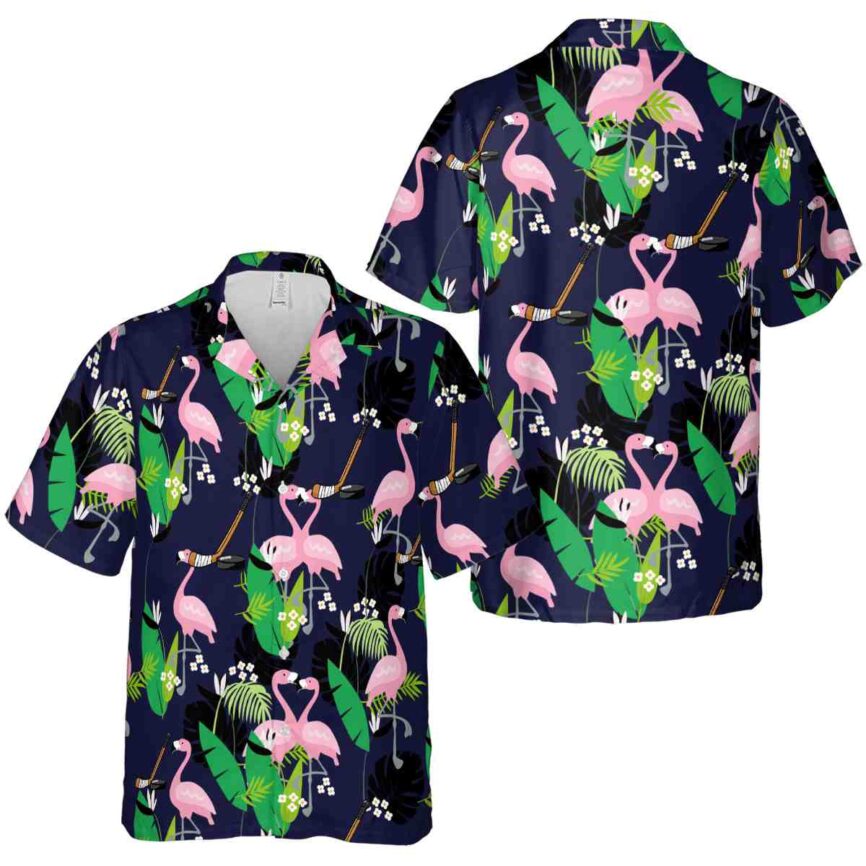 Hockey Flamingo Leaf Hawaiian Shirt Premium grade
