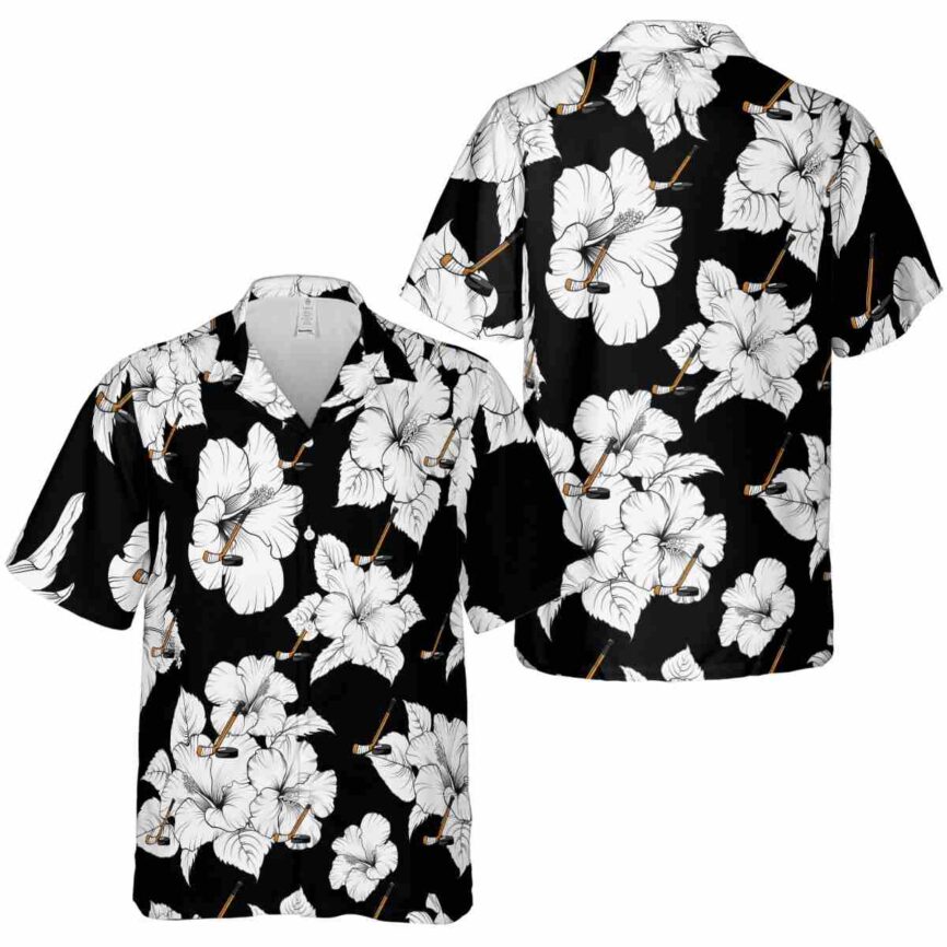 Hockey Hibiscus Flower Hawaiian Shirt Premium grade