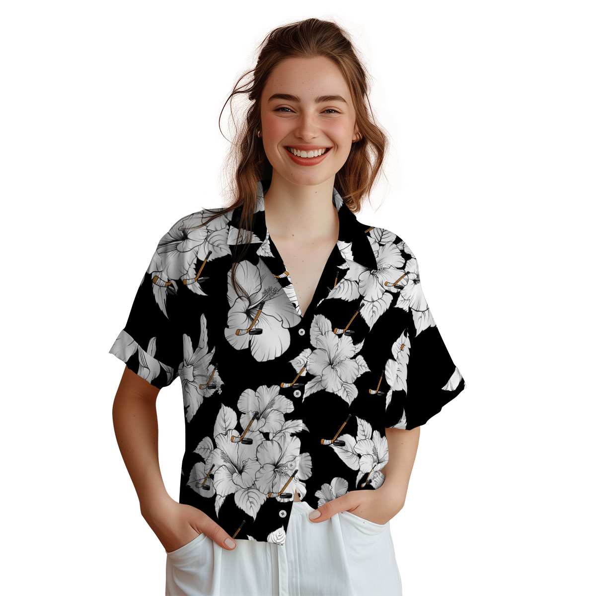 Hockey Hibiscus Flower Hawaiian Shirt Top rated Hockey Hibiscus Flower Hawaiian Shirt Top rated