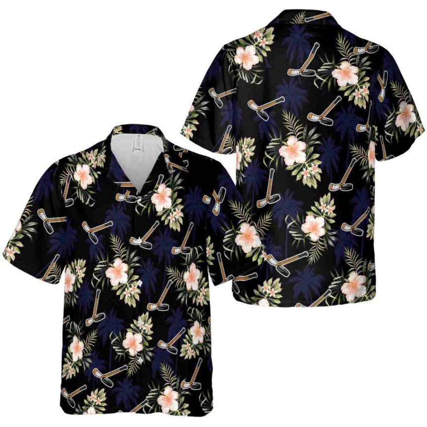 Hockey Hibiscus Palm Hawaiian Shirt Premium grade