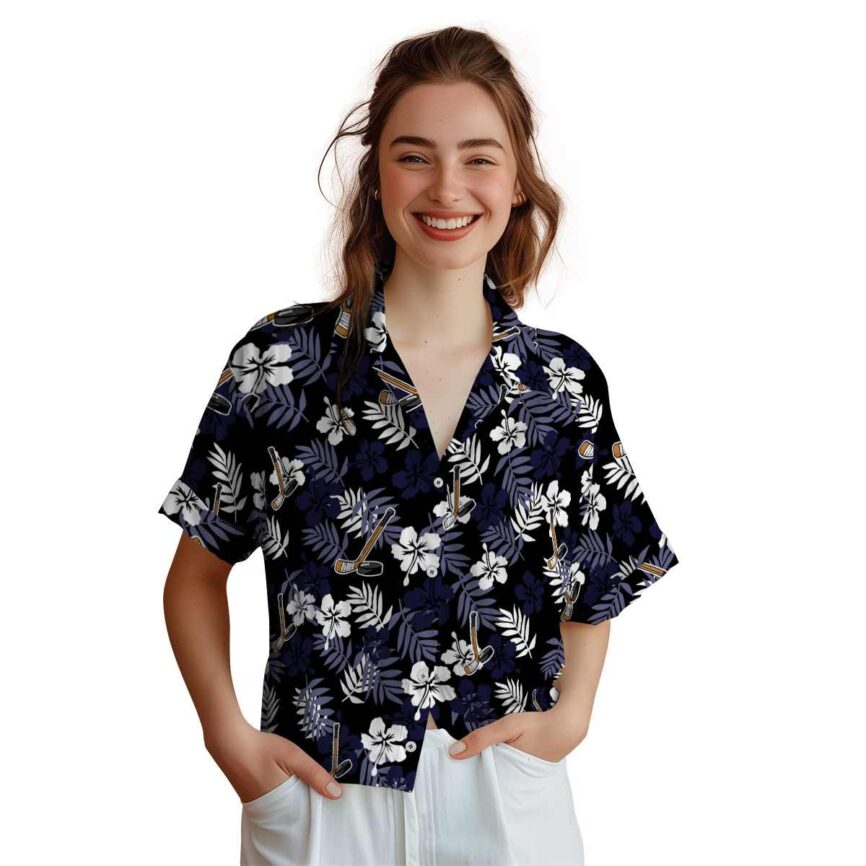 Hockey Leafy Hibiscus Hawaiian Shirt Top rated
