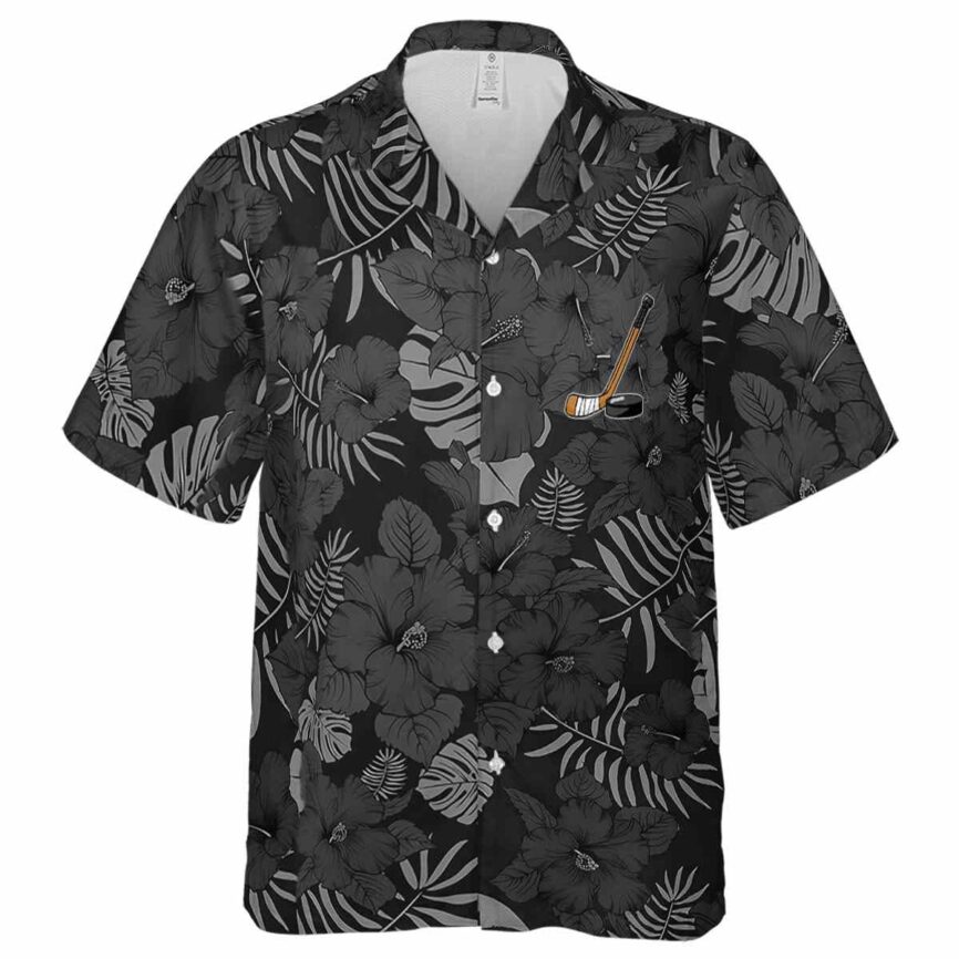 Hockey Monochrome Floral Hawaiian Shirt Fashion forward