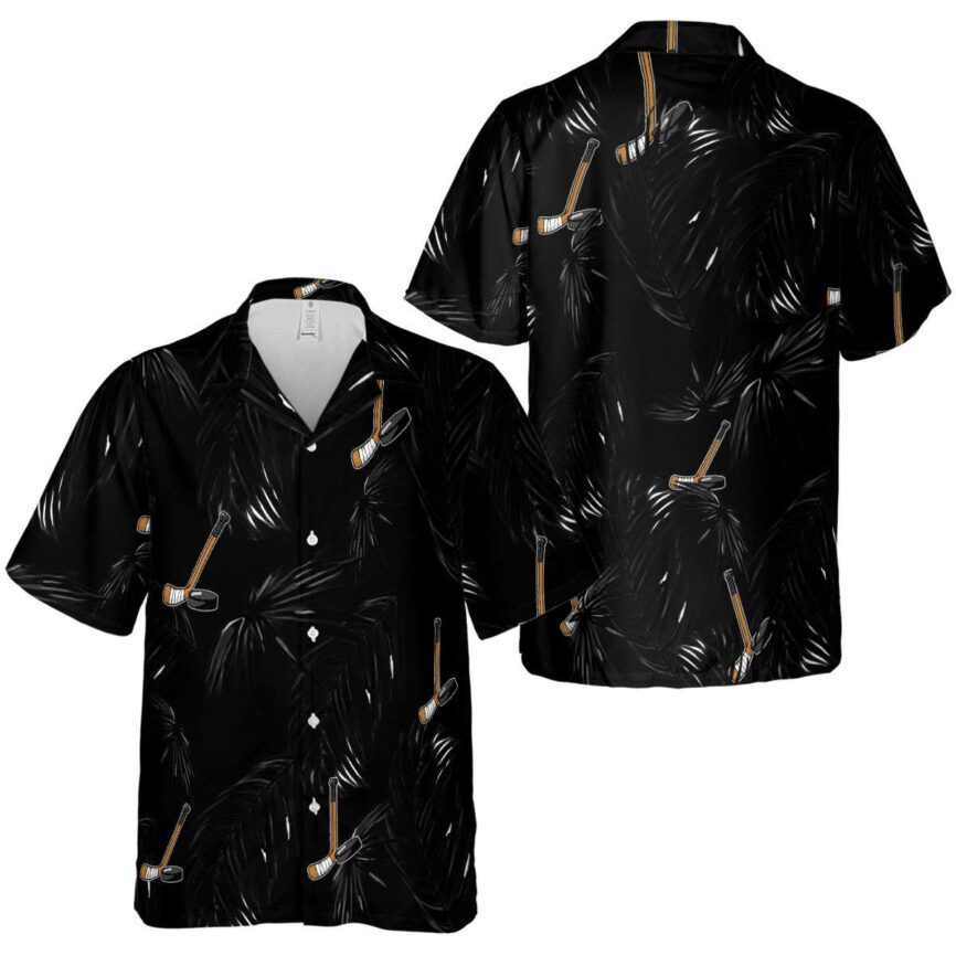 Hockey Monochrome Palm Hawaiian Shirt Premium grade