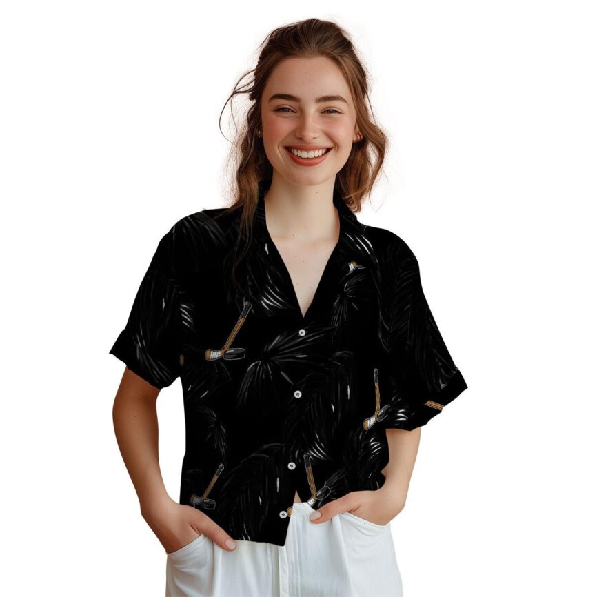 Hockey Monochrome Palm Hawaiian Shirt Top rated