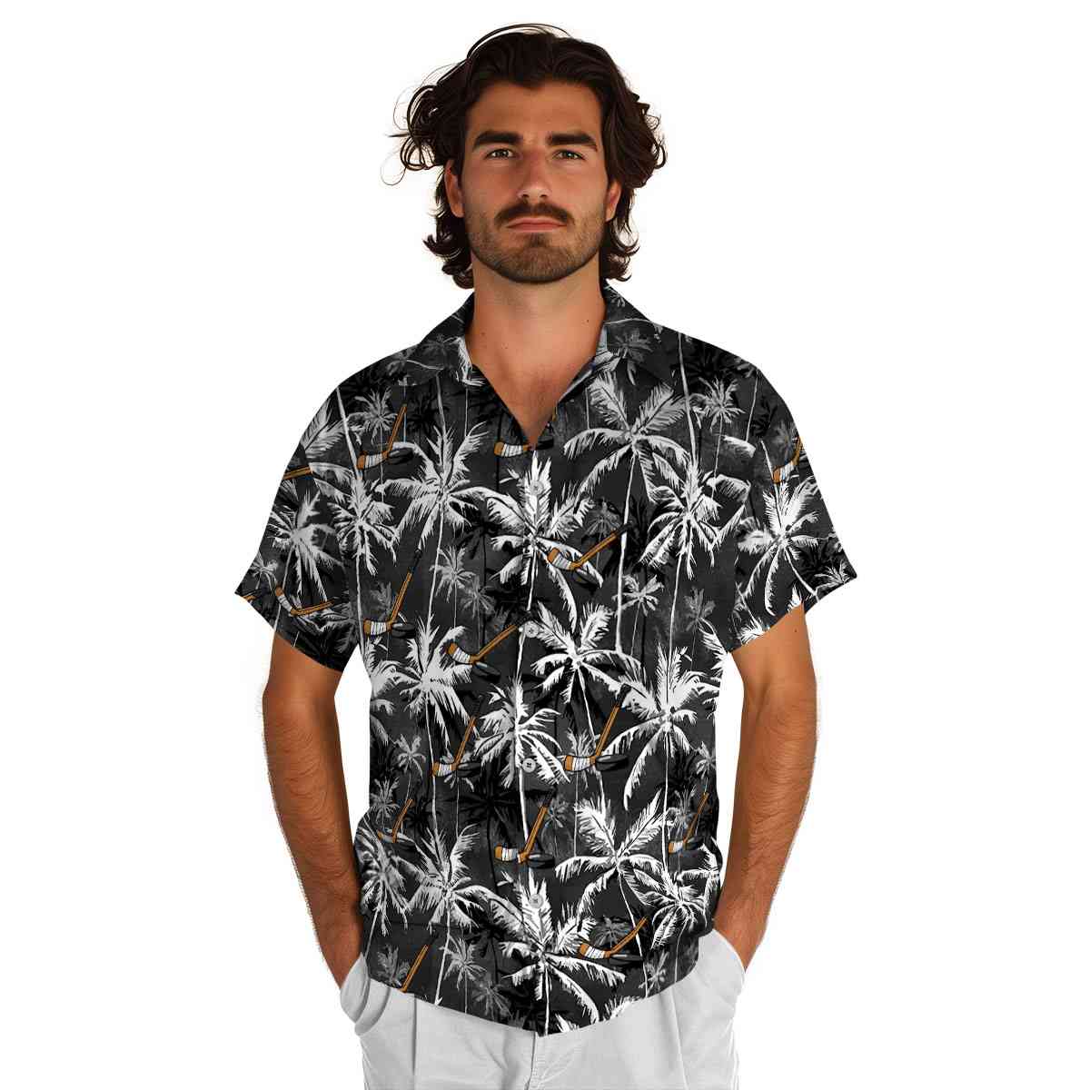 Hockey Palm Themed Hawaiian Shirt New Arrival Hockey Palm Themed Hawaiian Shirt New Arrival