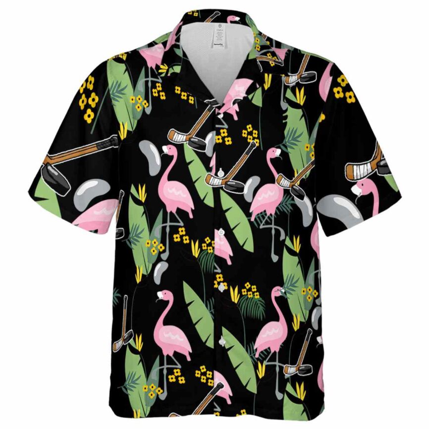 Hockey Pink Flamingo Hawaiian Shirt Fashion forward