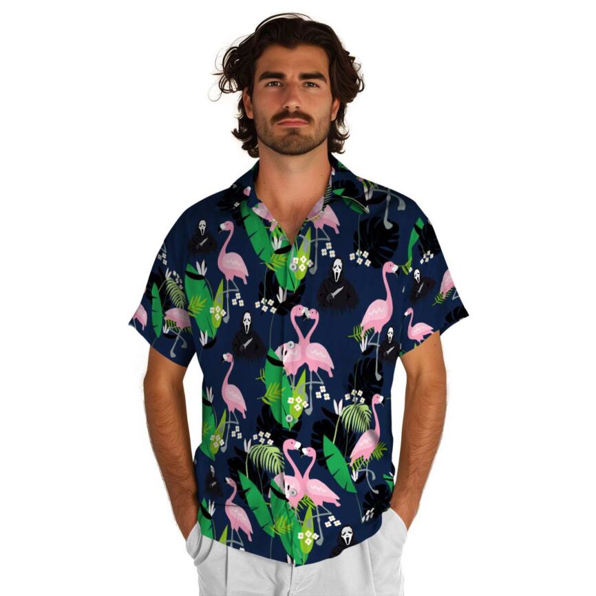 Horror Flamingo Leaf Hawaiian Shirt New Arrival