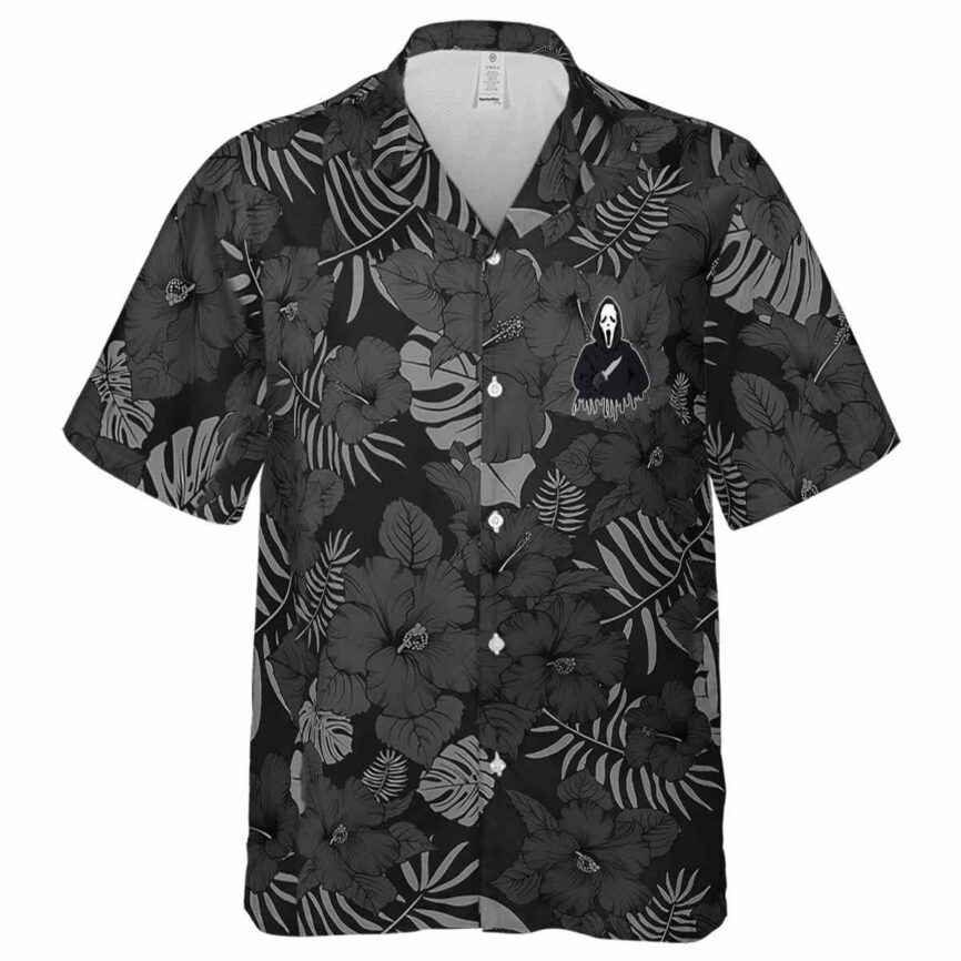 Horror Monochrome Floral Hawaiian Shirt Fashion forward