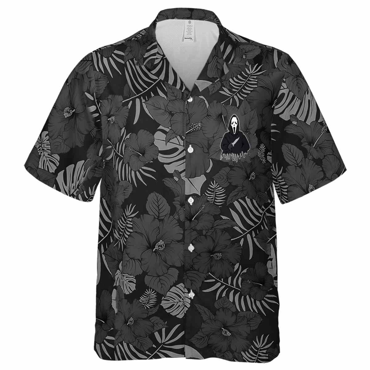 Horror Monochrome Floral Hawaiian Shirt Fashion forward Horror Monochrome Floral Hawaiian Shirt Fashion forward