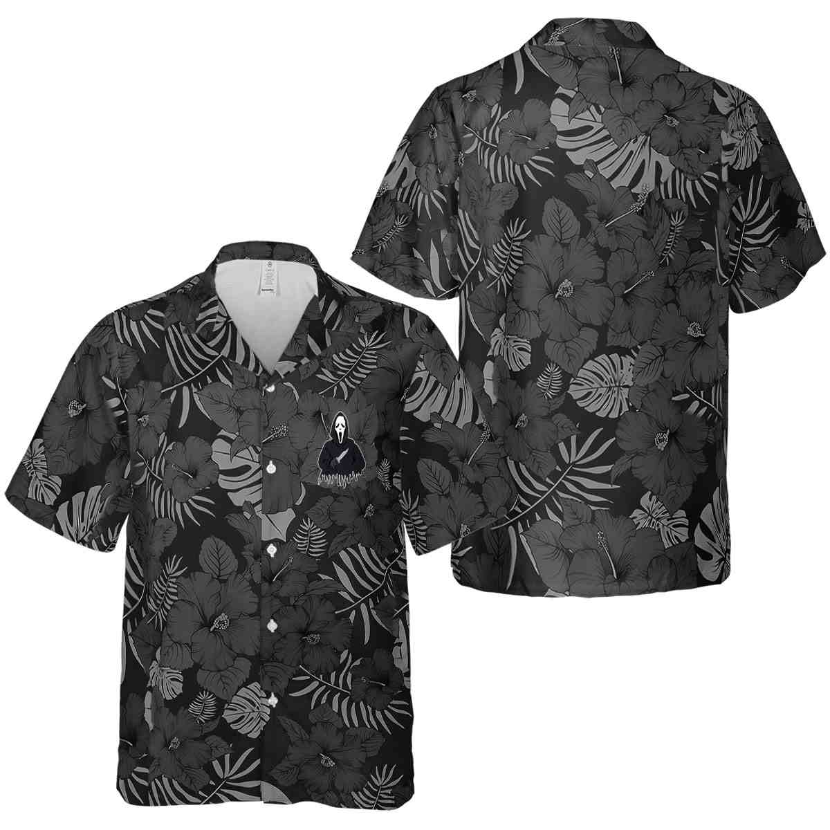 Horror Monochrome Floral Hawaiian Shirt Premium grade Horror Monochrome Floral Hawaiian Shirt Premium grade