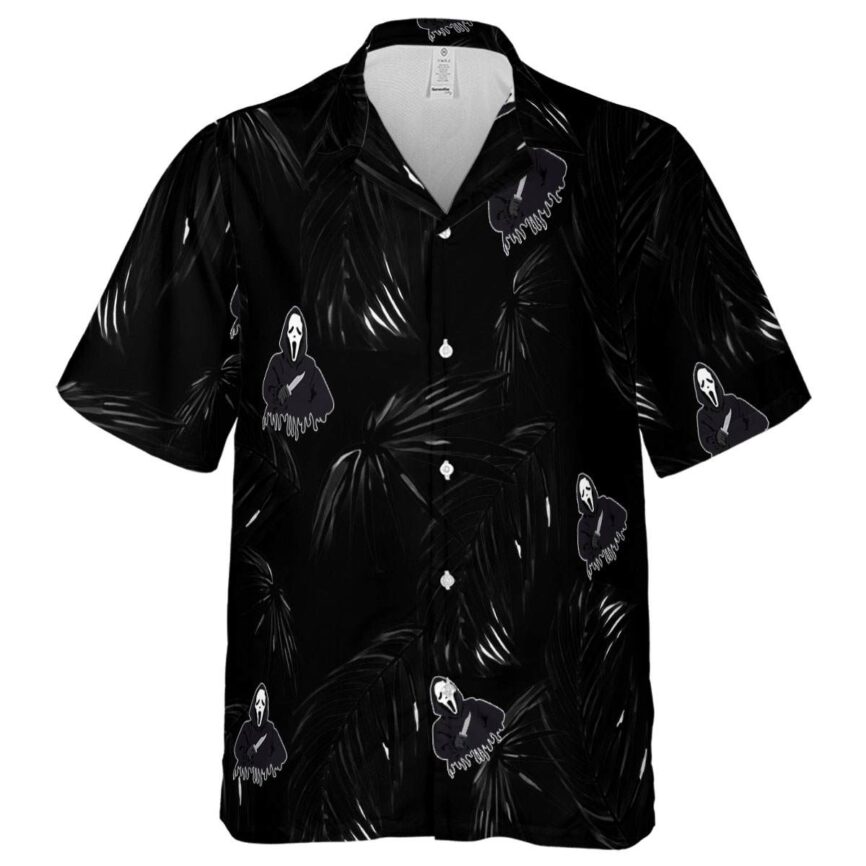 Horror Monochrome Palm Hawaiian Shirt Fashion forward