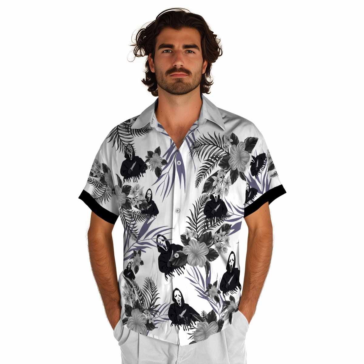 Horror US Flag Floral Hawaiian Shirt New Arrival Horror US Flag Floral Hawaiian Shirt New Arrival