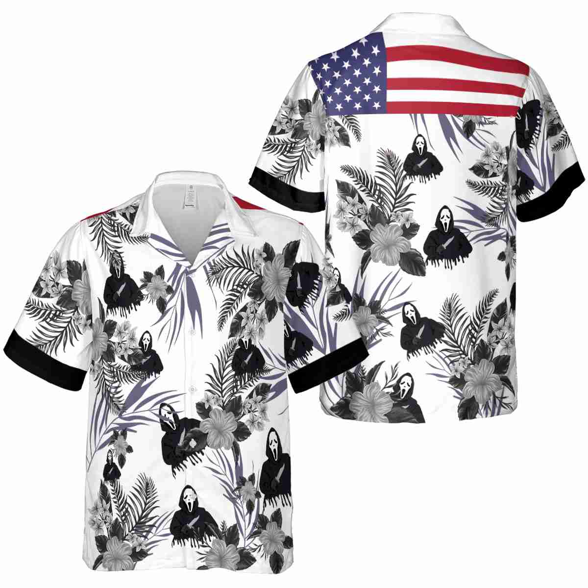 Horror US Flag Floral Hawaiian Shirt Premium grade Horror US Flag Floral Hawaiian Shirt Premium grade