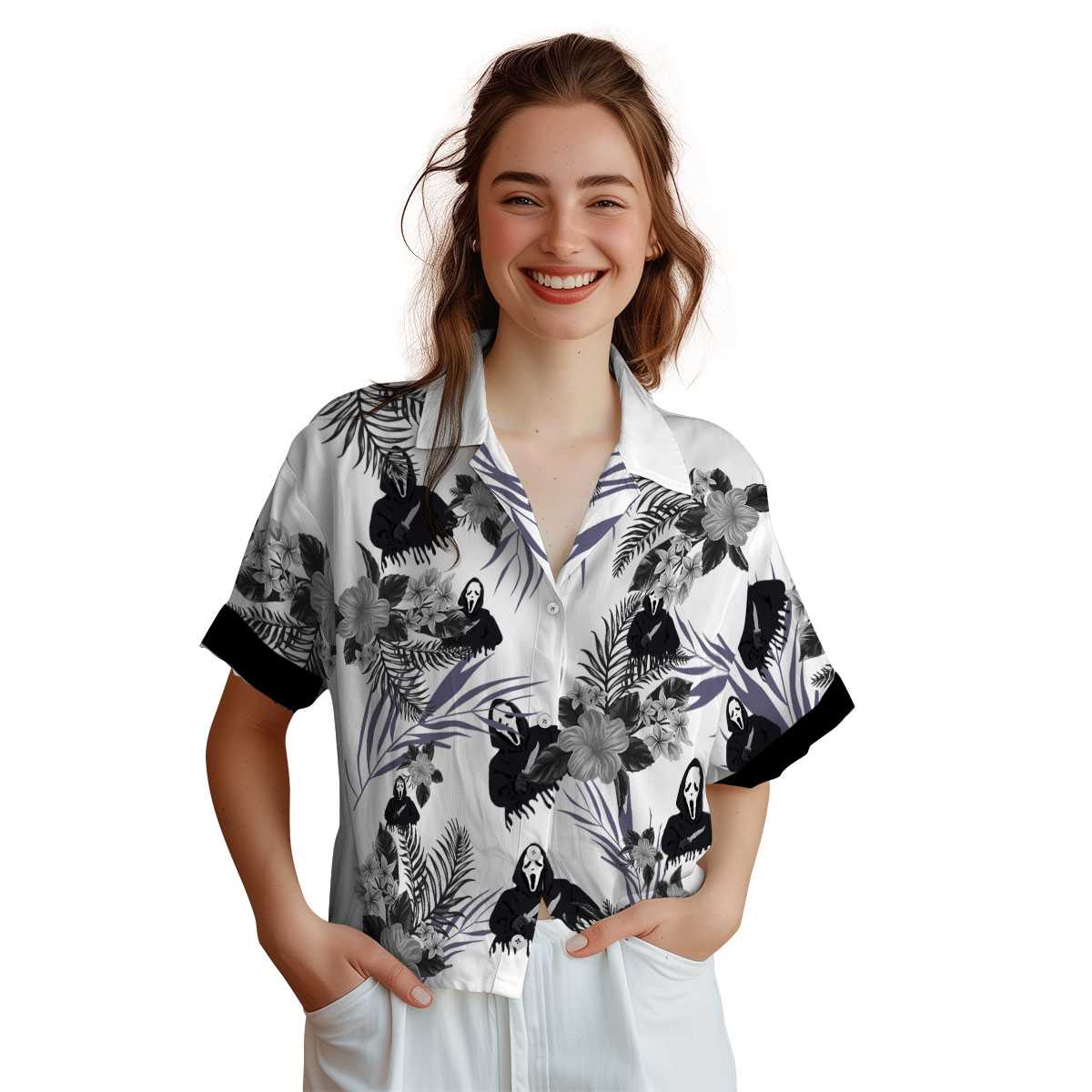 Horror US Flag Floral Hawaiian Shirt Top rated Horror US Flag Floral Hawaiian Shirt Top rated