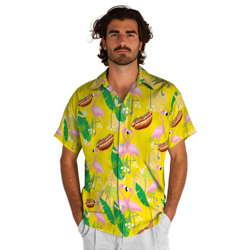 Hot Dog Flamingo Leaf Hawaiian Shirt New Arrival