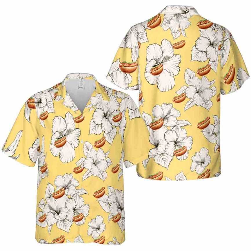 Hot Dog Hibiscus Flower Hawaiian Shirt Premium grade