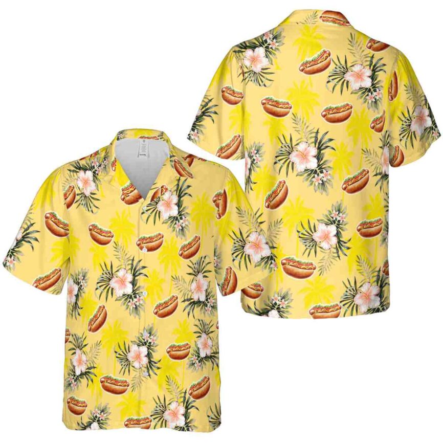 Hot Dog Hibiscus Palm Hawaiian Shirt Premium grade