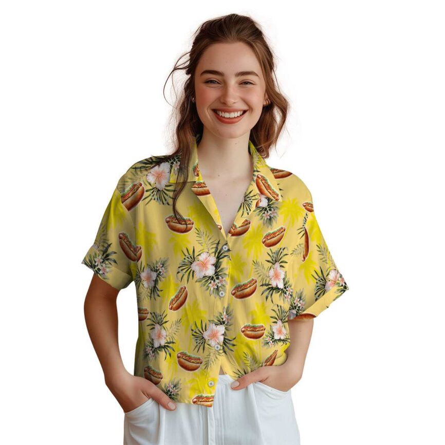 Hot Dog Hibiscus Palm Hawaiian Shirt Top rated
