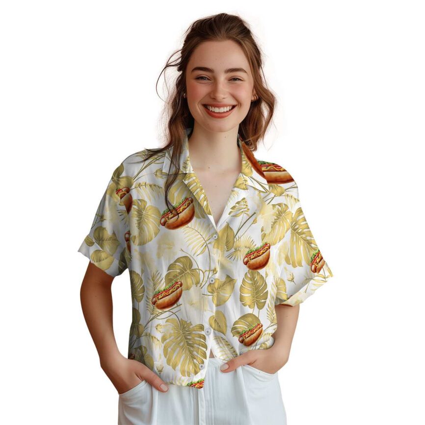 Hot Dog Leaf Pattern Hawaiian Shirt Top rated