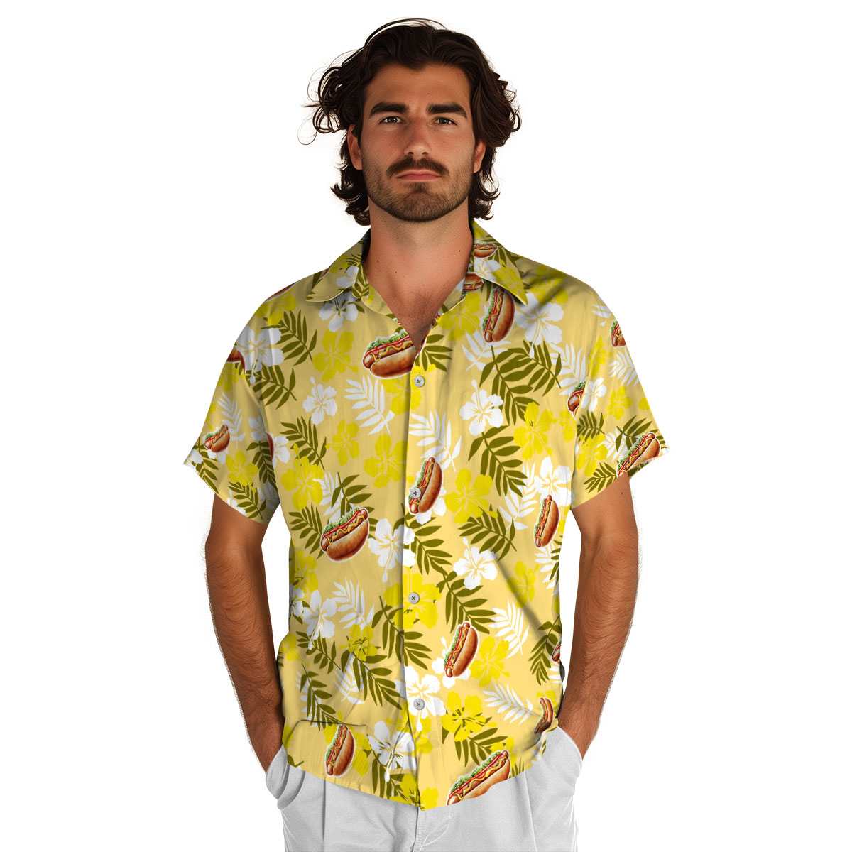 Hot Dog Leafy Hibiscus Hawaiian Shirt New Arrival Hot Dog Leafy Hibiscus Hawaiian Shirt New Arrival