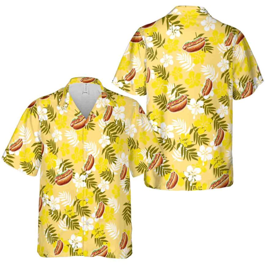 Hot Dog Leafy Hibiscus Hawaiian Shirt Premium grade