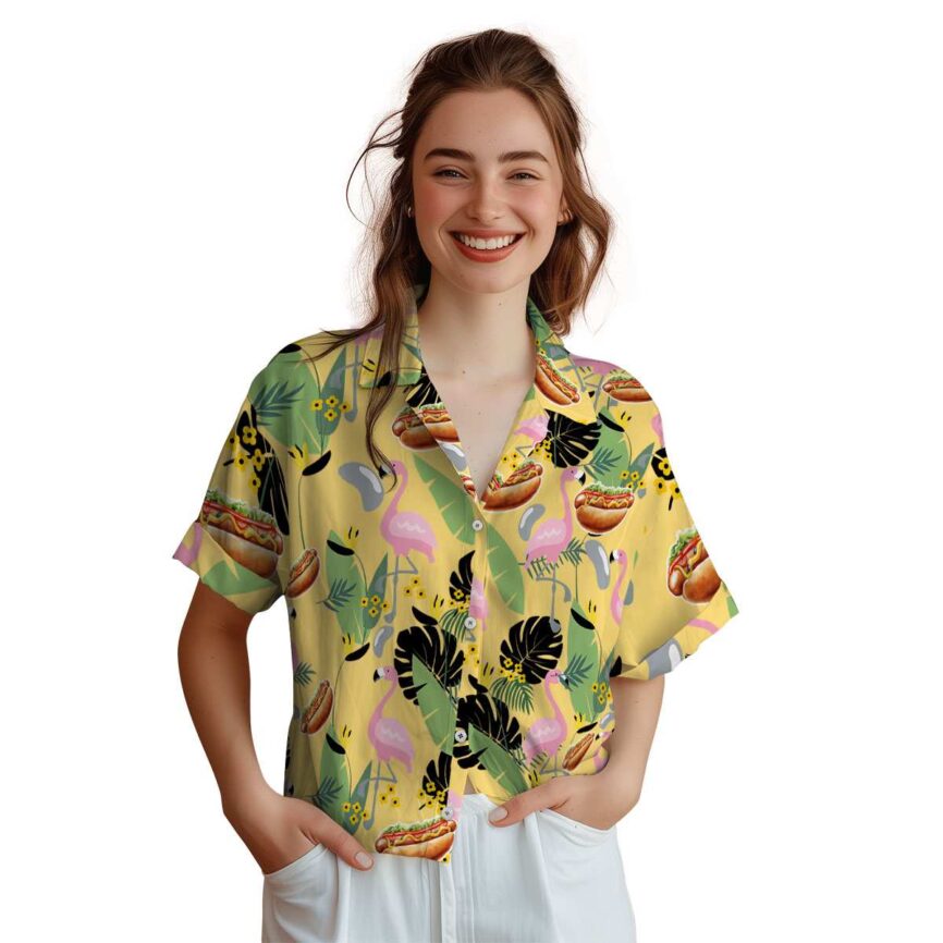 Hot Dog Pink Flamingo Hawaiian Shirt Top rated
