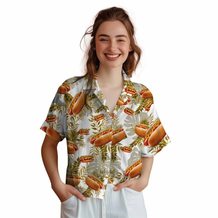 Hot Dog Tropical Fronds Hawaiian Shirt Top rated