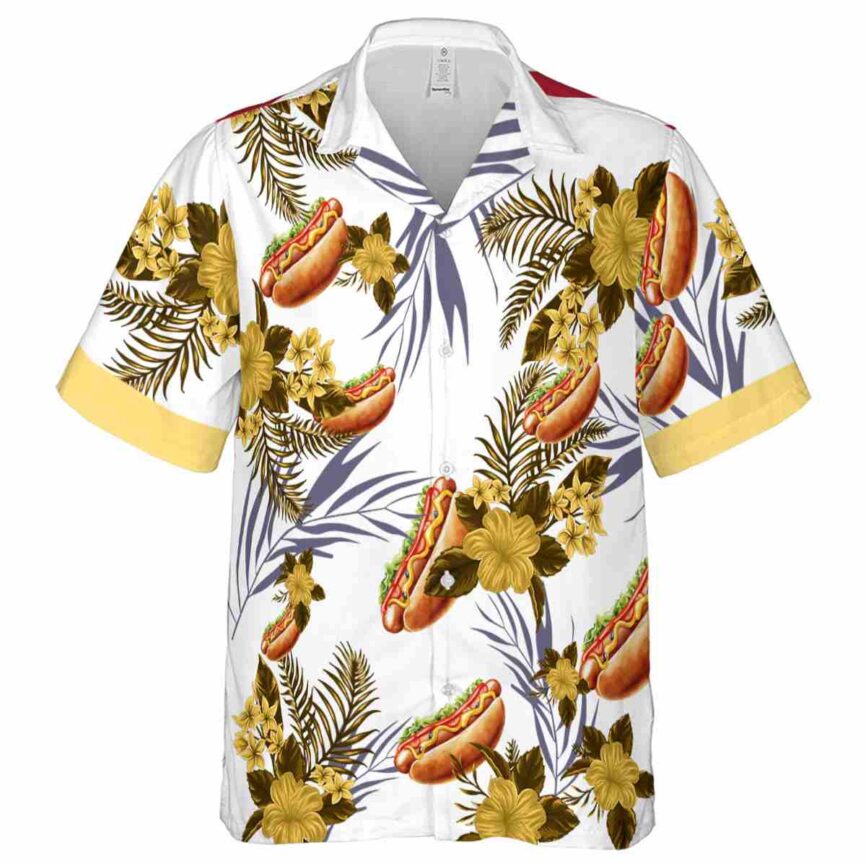 Hot Dog US Flag Floral Hawaiian Shirt Fashion forward
