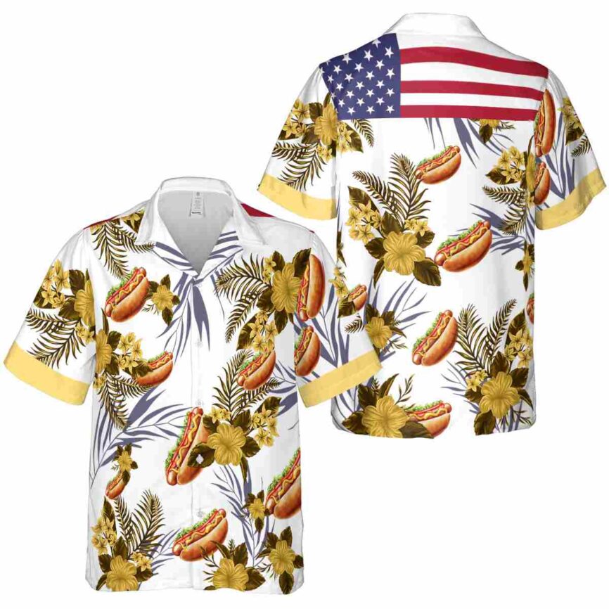Hot Dog US Flag Floral Hawaiian Shirt Premium grade