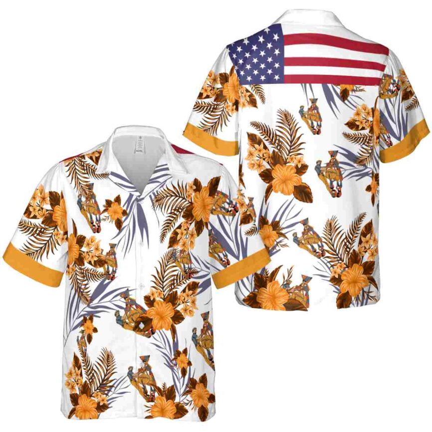 Ironworker US Flag Floral Hawaiian Shirt Premium grade