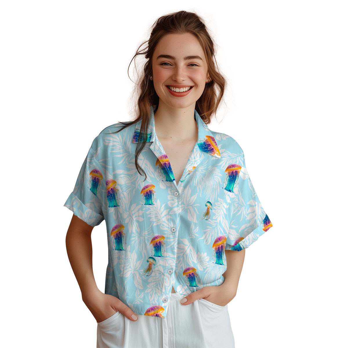 Jellyfish Bold Foliage Hawaiian Shirt Top rated Jellyfish Bold Foliage Hawaiian Shirt Top rated