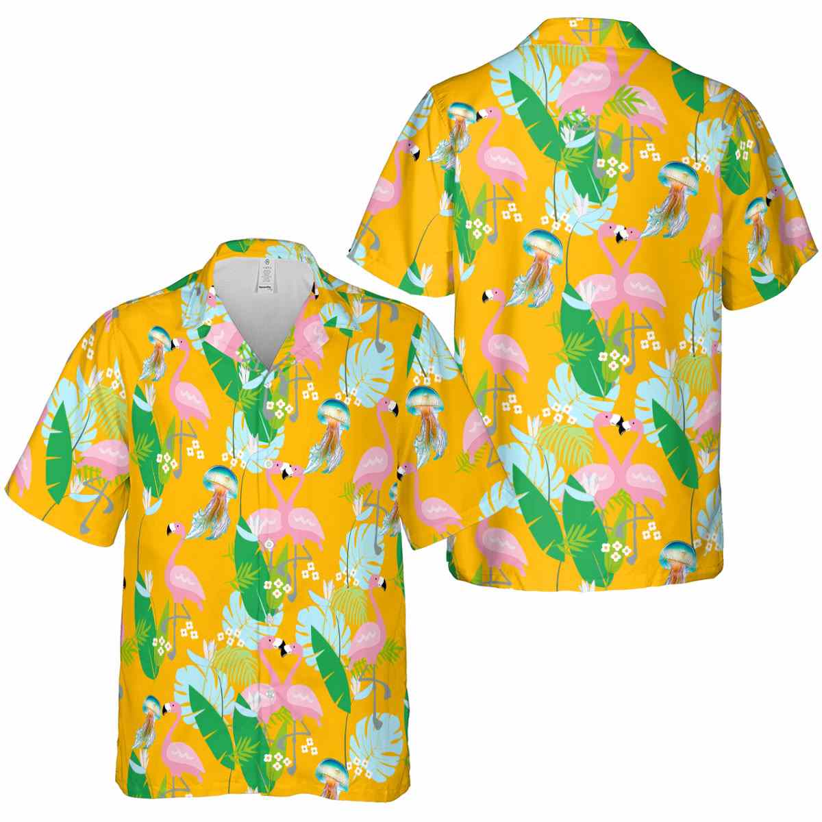 Jellyfish Flamingo Leaf Hawaiian Shirt Premium grade Jellyfish Flamingo Leaf Hawaiian Shirt Premium grade
