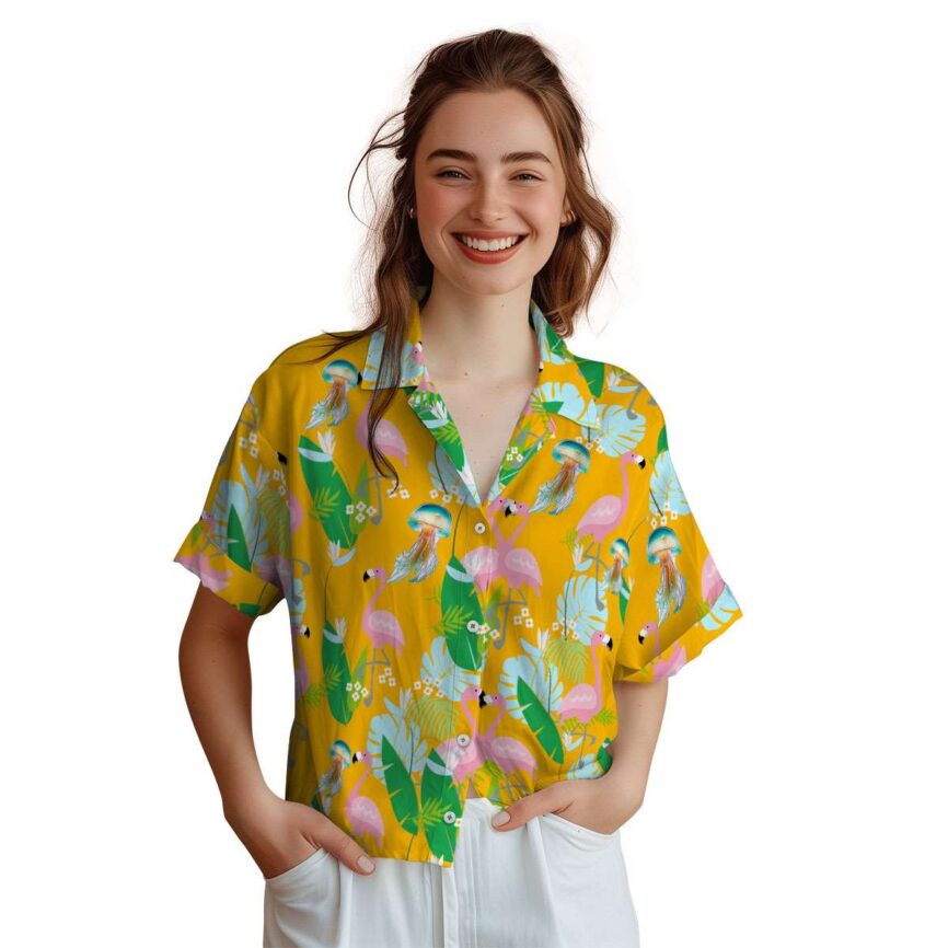 Jellyfish Flamingo Leaf Hawaiian Shirt Top rated