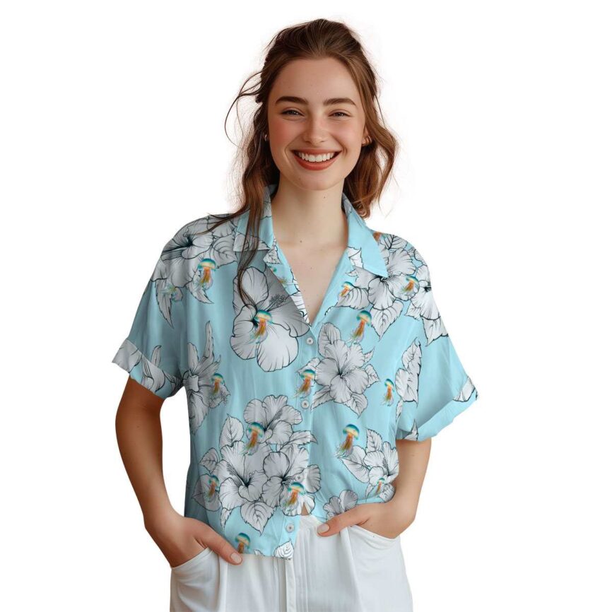 Jellyfish Hibiscus Flower Hawaiian Shirt Top rated