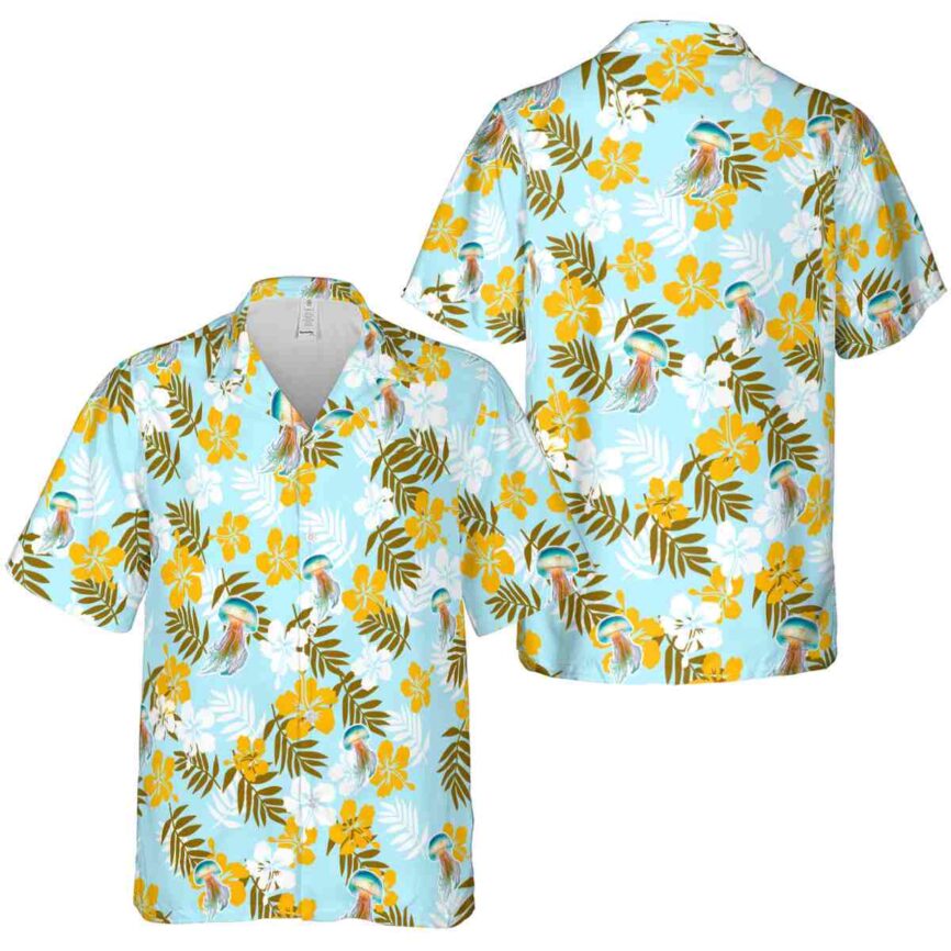 Jellyfish Leafy Hibiscus Hawaiian Shirt Premium grade