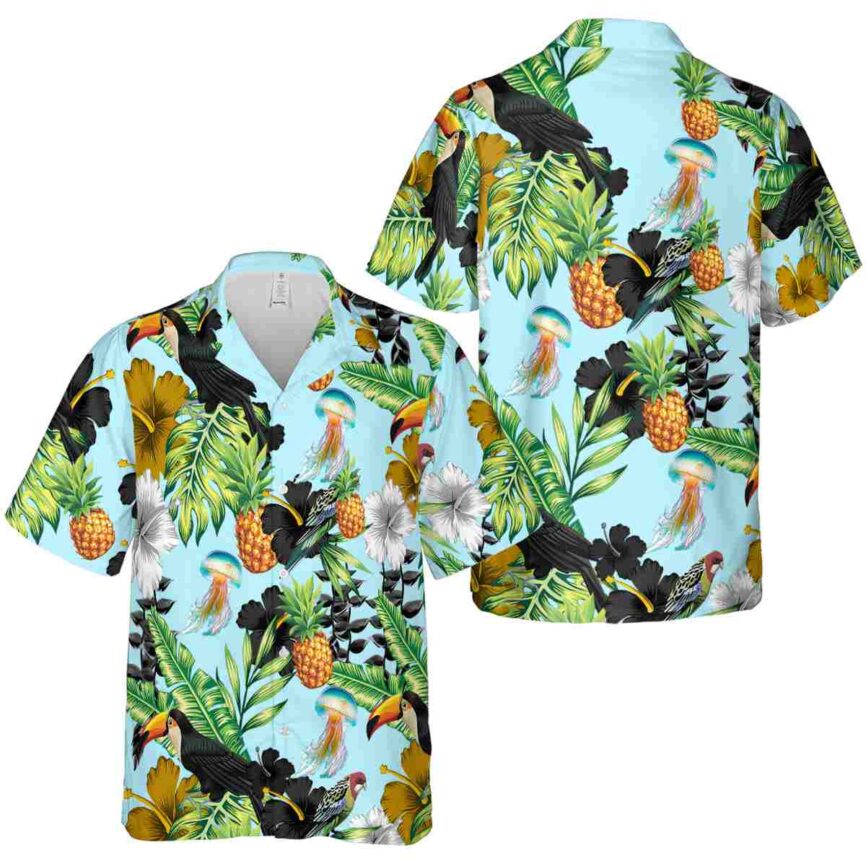 Jellyfish Leafy Toucan Hawaiian Shirt Premium grade