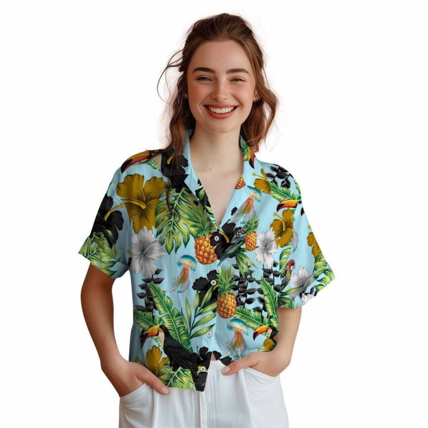 Jellyfish Leafy Toucan Hawaiian Shirt Top rated