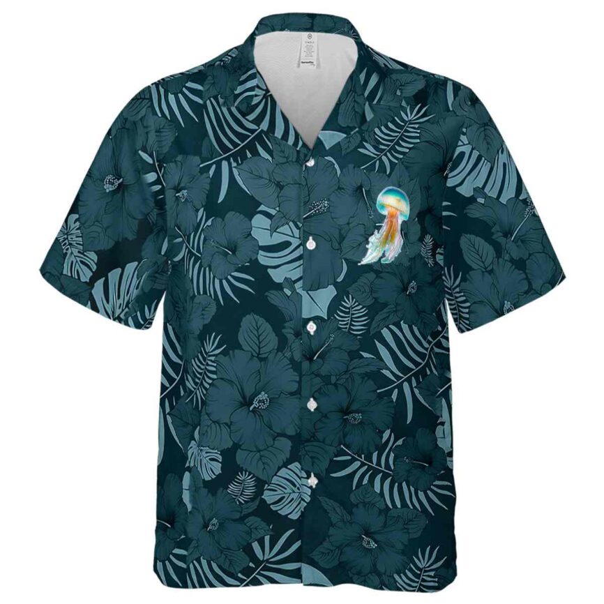 Jellyfish Monochrome Floral Hawaiian Shirt Fashion forward