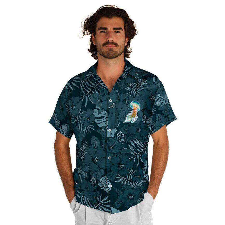 Jellyfish Monochrome Floral Hawaiian Shirt New Arrival