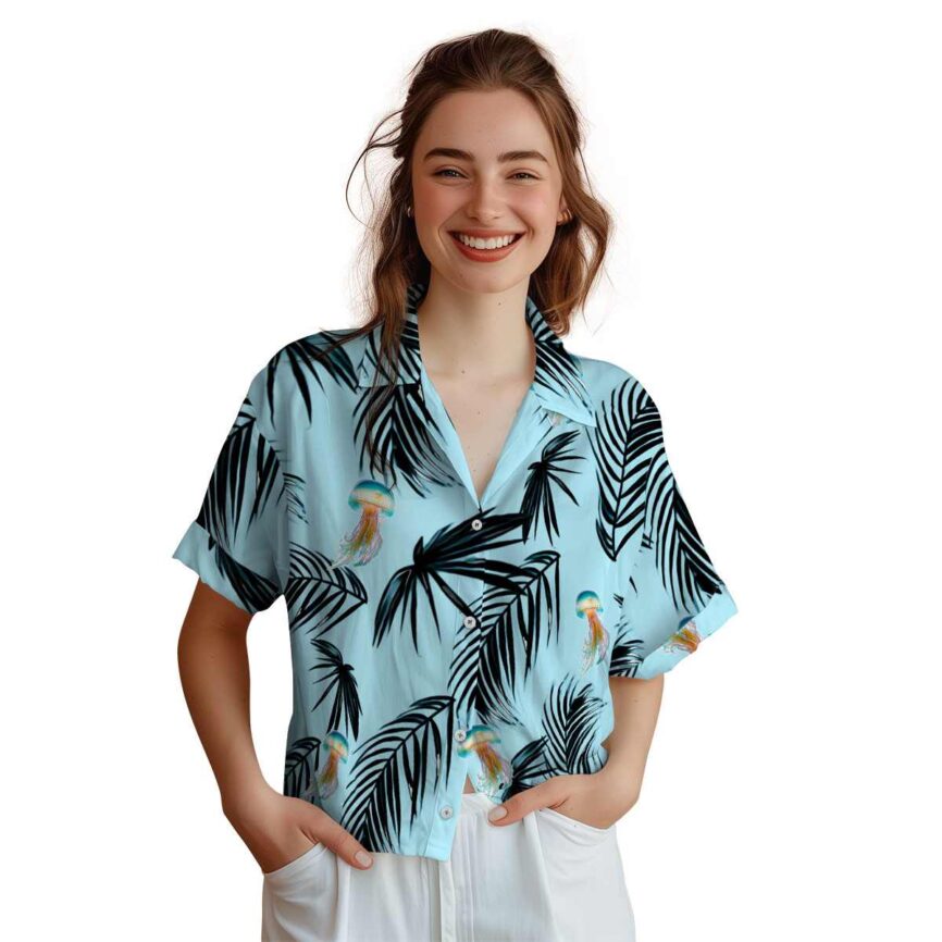 Jellyfish Monochrome Palm Hawaiian Shirt Top rated