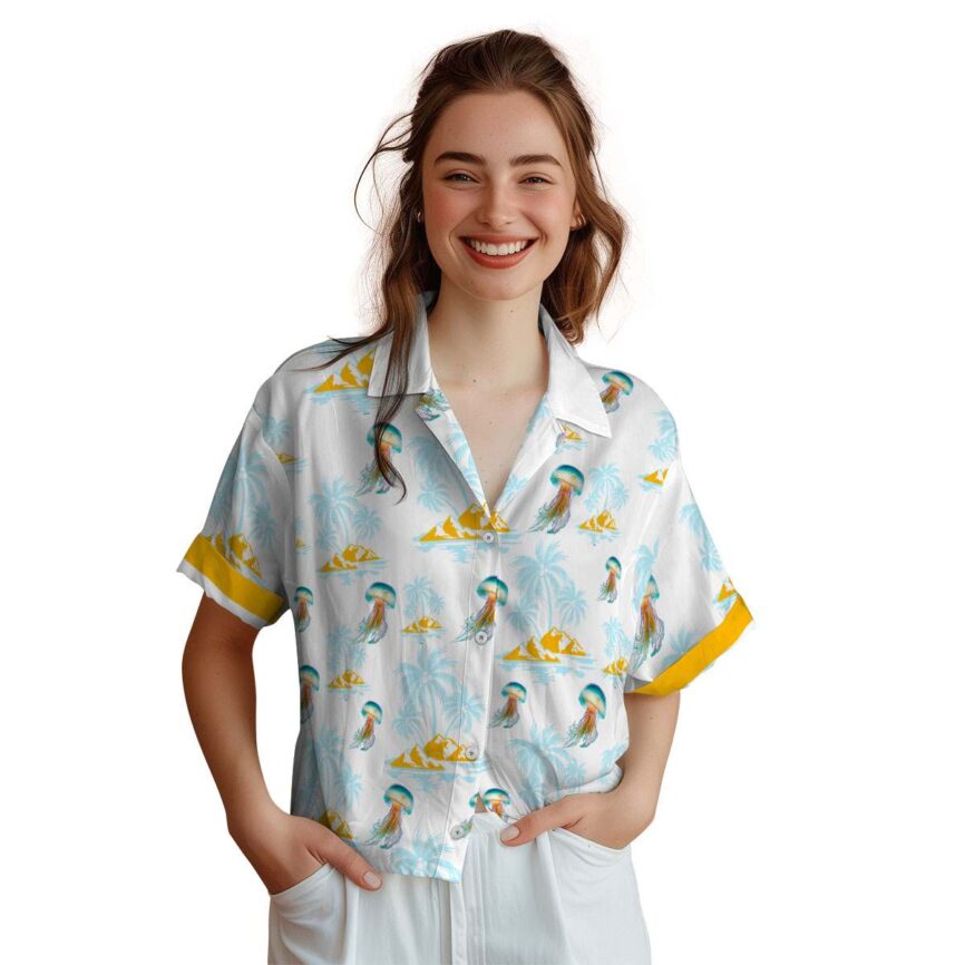 Jellyfish Palm Island Graphic Hawaiian Shirt Top rated