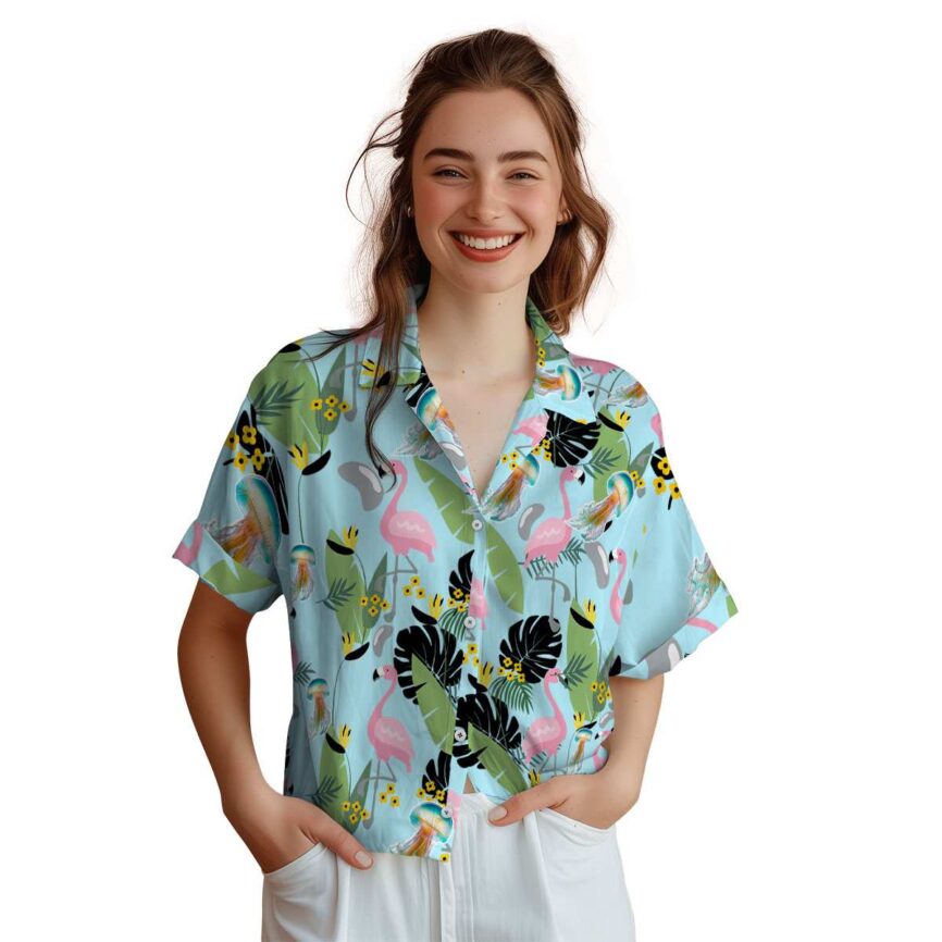 Jellyfish Pink Flamingo Hawaiian Shirt Top rated