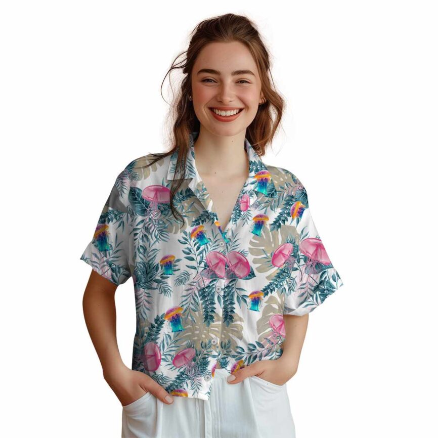 Jellyfish Tropical Fronds Hawaiian Shirt Top rated
