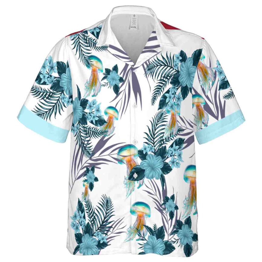 Jellyfish US Flag Floral Hawaiian Shirt Fashion forward